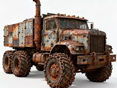 Heavily Armored Wasteland War Truck 3D Model Low-poly 3D model