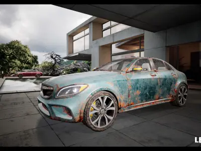 Sedan Car Driveable Animated Realistic Low-poly 3D model