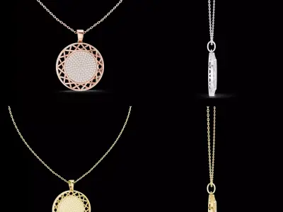 Luxury Round Ring Pendant CAD Jewelry Design for Casting 3D print model