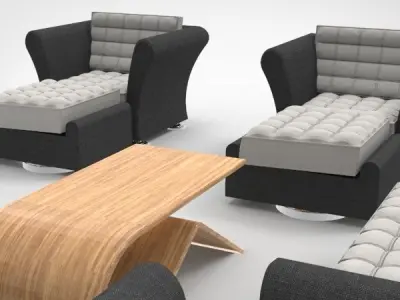 Living room Sofa with a Light embedded Table 3D model