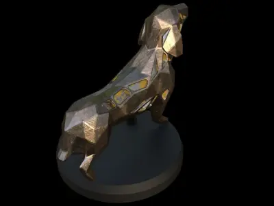 Steampunk Dachshund Pose Low-poly 3D model