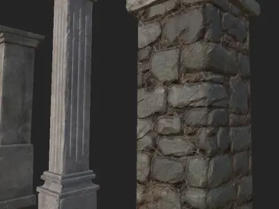 Shikumen Column Low-poly 3D model