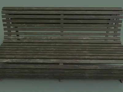  Park Bench 02 - Apocalyptic Low-poly 3D model