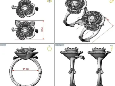 Rose ring 3D print model