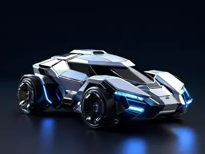 Futuristic SciFi Sports Car Low-poly 3D model