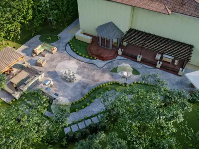 Luxury backyard design of modern house sketchup lumion model 3D model