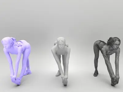 Sporty young woman in tracksuit training 383 Low-poly 3D model