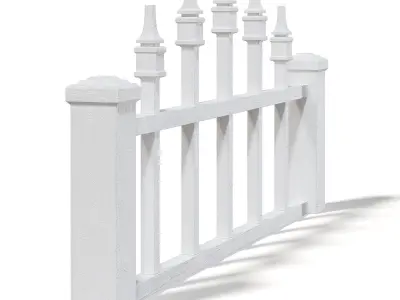 White Wooden Fence 3D Model 3D model