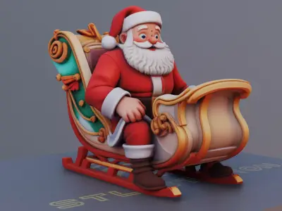 Santa in Sleigh 3D Printable Christmas Model 3D print model