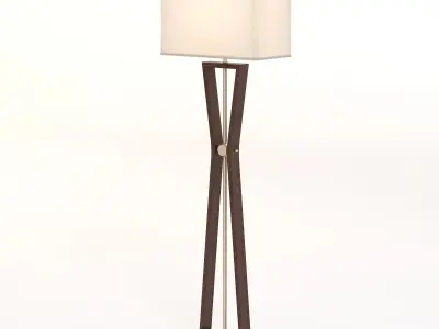 Benzara Classy Styled Wood Stainless Steel Floor Lamp 3D model
