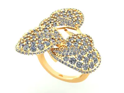 Love Leaf Hart Diamond Ring 3D print model