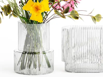 Bouquet of flowers thistle branches iris lavender barberry 376 3D model