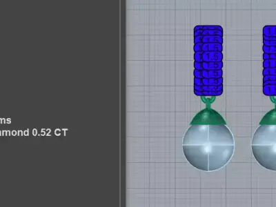 Premium Huggie Pearl Drop Earrings Design File 3D print model