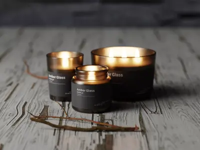 Amber Glass Candle Kit Low-poly 3D model