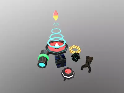 Low Poly Sci-Fi Items Free low-poly 3D model