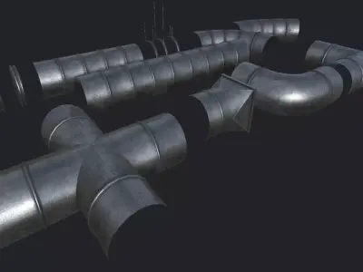 Ventilation Modular Kit PBR Low-poly 3D model