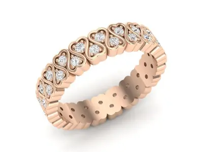 AV 452 White Diamond Heart Shape Eternity Band 3D print model