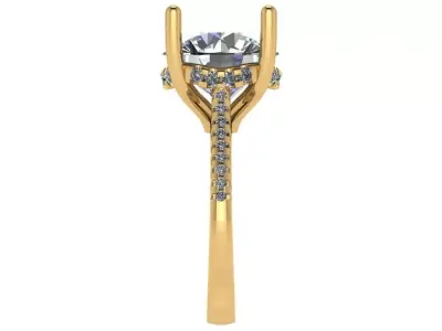 Round under halo cathedral solitaire ring  3D print model
