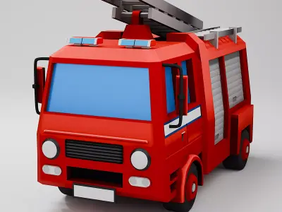 Toy Fire Truck Low Poly 3d Model Low-poly 3D model