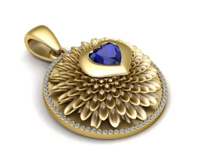 Royal Bloom Heart Pendant 3D Pritable Model  Free 3D print model