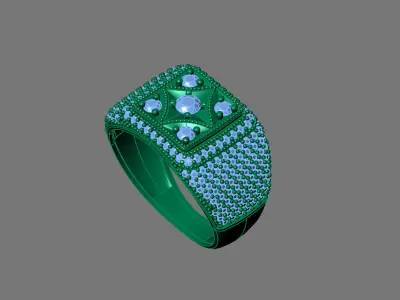 Gents Rings Diamond Men Ring STL 3DM 3D ready print model 3D print model