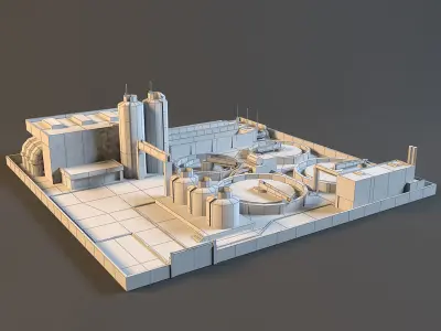 Pumping water purification Low-poly 3D model