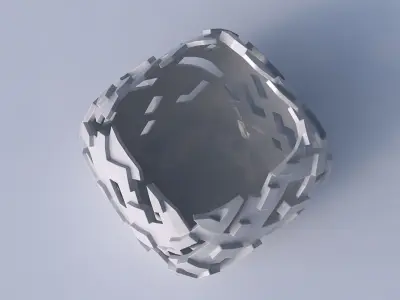 Bowl semi-quadratic with cuts and bulges 3D print model