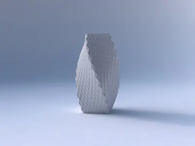 Vase twisted quadratic with diagonal grid dents 3D print model