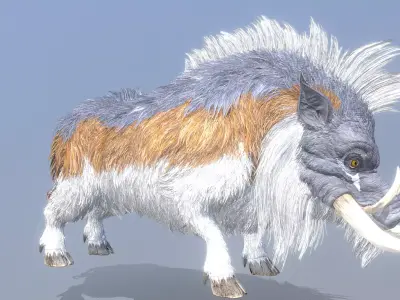  Wild Warthog Domestic Pig IDLE Fbx Png 3D model