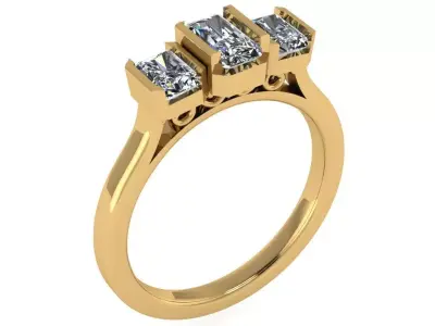 3 emerald half bezel wedding ring  3D print model