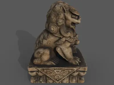 Chinese guardian lion Low-poly 3D model