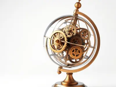 Steampunk Globe Gear Puzzle Model Pack Low-poly 3D model