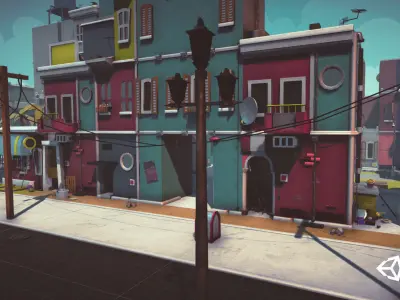  Cartoon Low Poly Modular City Pack Low-poly 3D model