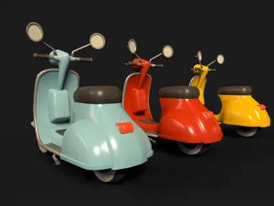 Stylized Retro Cars Low-poly 3D model