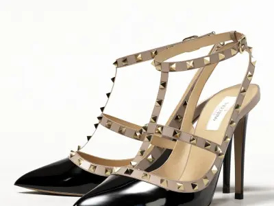 Valentino Patent Rockstud Caged High Heels Low-poly 3D model