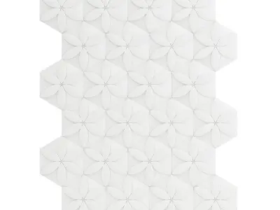 White Flower Decor Wall Panel 3D model