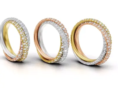 Trinity Ring Small Model Paved 3D print model