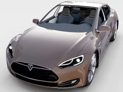 Tesla Model S with chassis interior rev 3D model