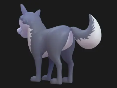 Cartoon Wolf Rigged Low-poly 3D model