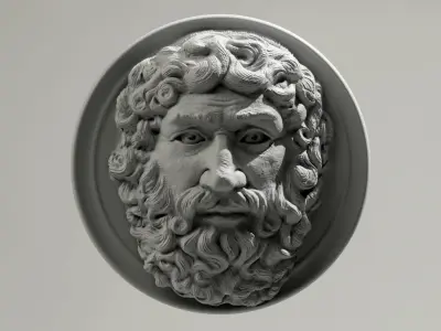 Zeus head ancient Roman army emblem copper plate relief 3D print model
