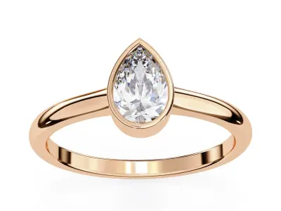 Bezel setting solitaire Pear diamond ring for engagement 3D print model