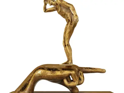 Decorative Sculpture with 3 PBR metal materials 3D model