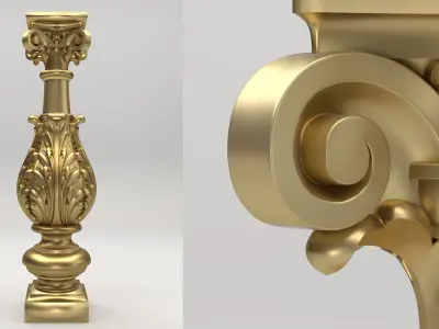 Carved Column 3D model 2