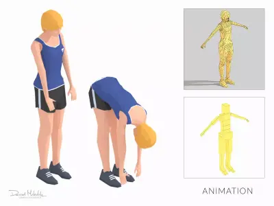 Slope  Exercise Woman Animation Low-poly 3D model