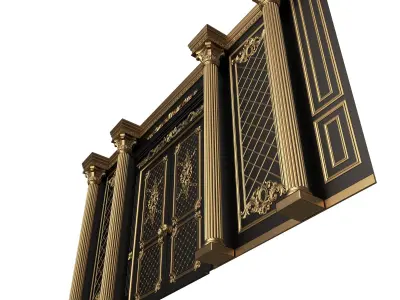 Boiserie Classic Wall with Mouldings 04 Black Low-poly 3D model