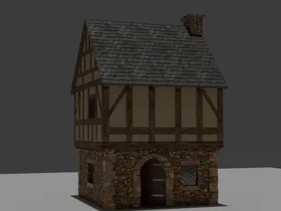 Medieval House 3D  High Quality Model with interior 3D model