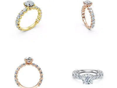 Luxury Scalloped Pave Solitaire Diamond Ring CAD 3DM 3D print model