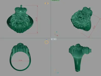 Ring with High-Relief Lion 3D print model