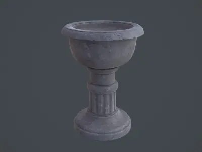 Marble Baptismal Font - PBR and Game Ready Low-poly 3D model