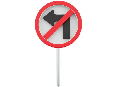 3D  Do not turn left traffic sign 3D model